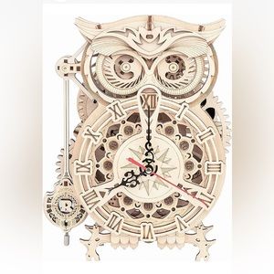 ROKR Owl Clock 3D Wooden Puzzle Model Kit Desk Clock Home Decor Gift
